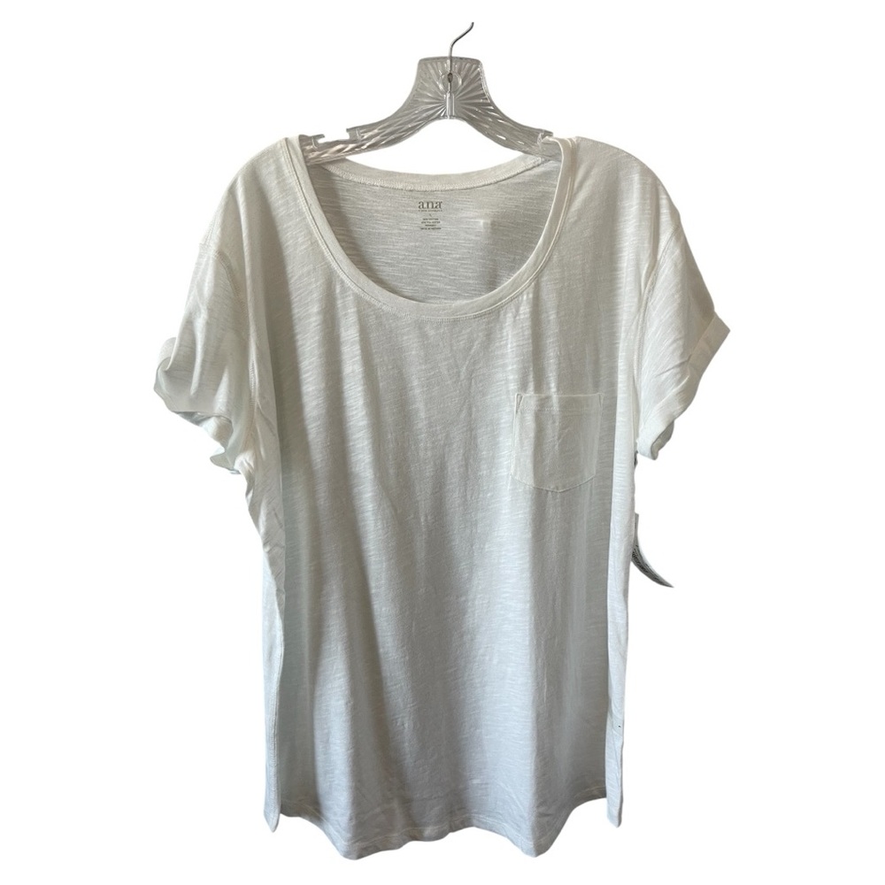a.n.a White Slub Scoop Neck Pocket Tee NWT l Size Large l White l Poshmark